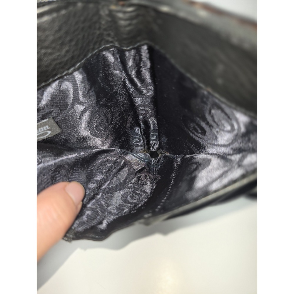 Brighton Black Leather Wallet-Purse Bag Crossbody Silver Tone Metal Hardware - Picture 9 of 11